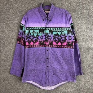 Vintage Plainsman Purple Southwestern Print Button Up Long Sleeve Shirt‎ L